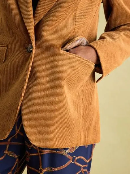 Coats and Jackets Women Joules Tan Brown Corduroy Blazer