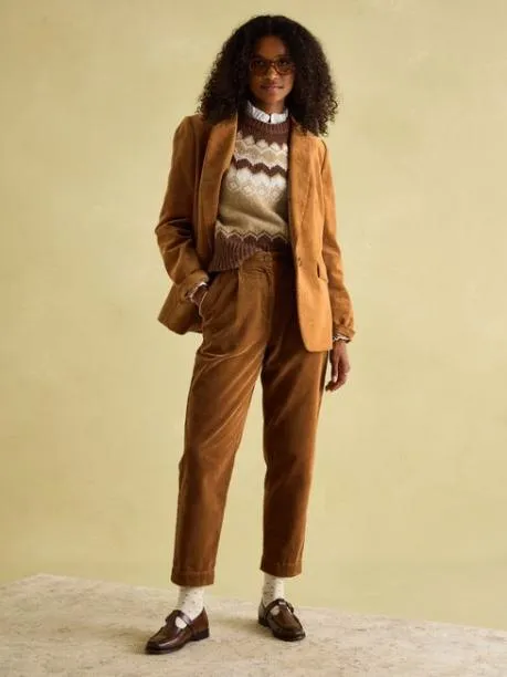 Coats and Jackets Women Joules Tan Brown Corduroy Blazer