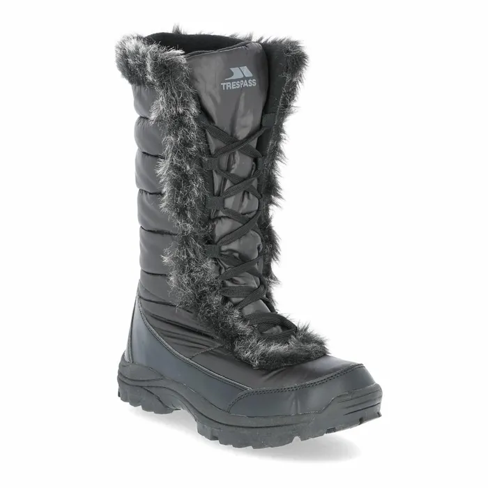 Coretta Fleece Lined Waterproof Snow Boots Black Women Trespass Snow Boots