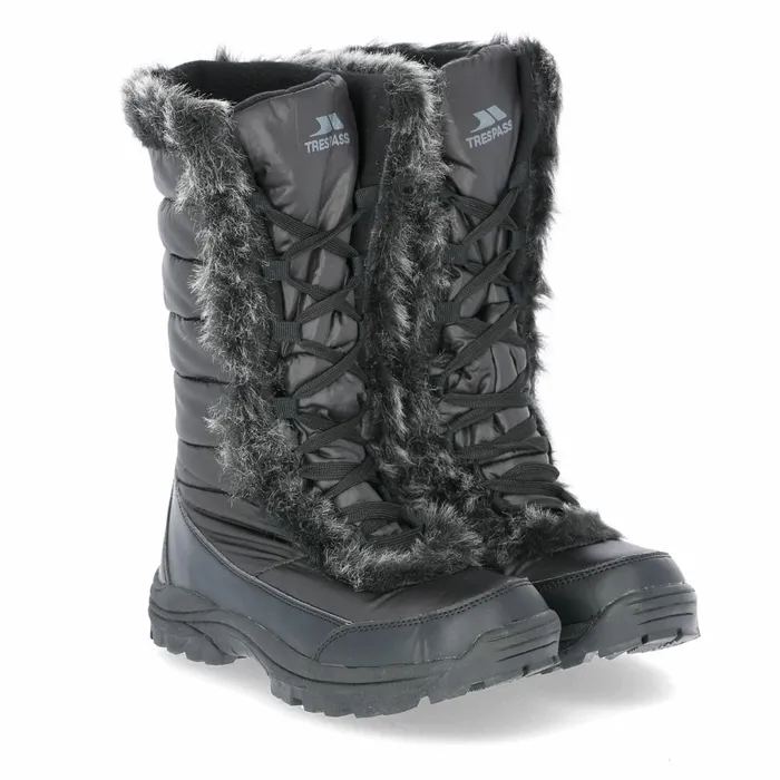 Coretta Fleece Lined Waterproof Snow Boots Black Women Trespass Snow Boots