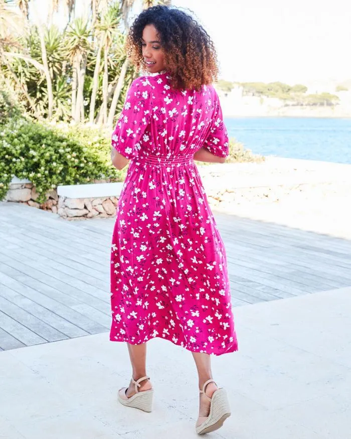 Cotton Traders Dresses Fleur Floral Print VNeck Midi Dress 8211 Women