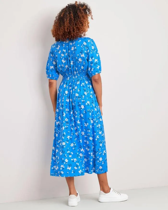 Cotton Traders Dresses Fleur Floral Print VNeck Midi Dress 8211 Women