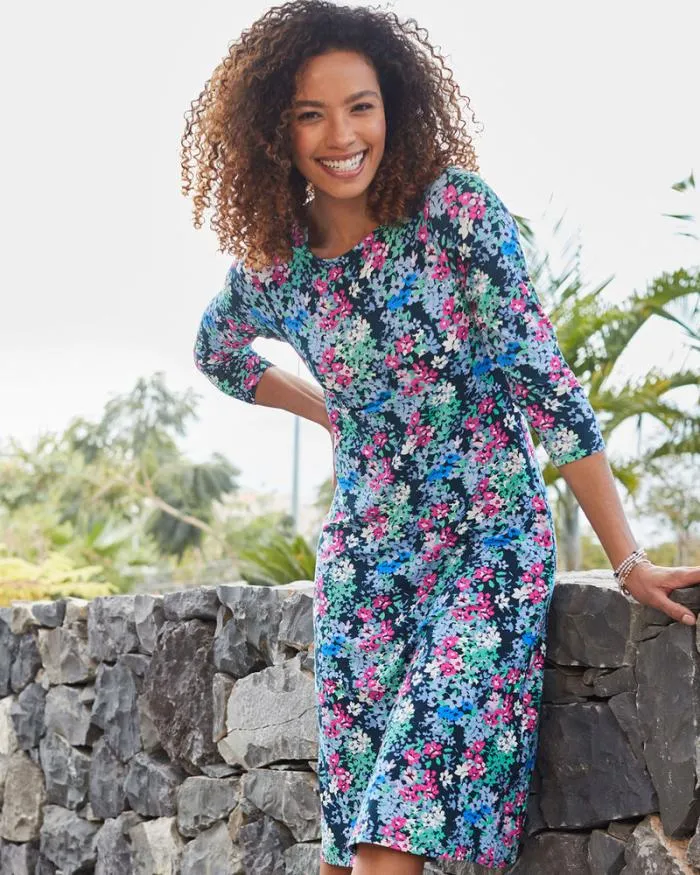 Cotton Traders Dresses Jersey Print Knee Length Dress 8211 Women