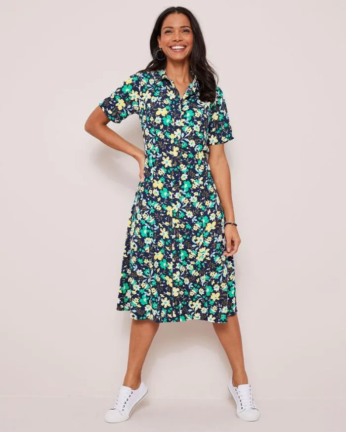 Cotton Traders Dresses Midi Printed Shirt Dress 8211 Women