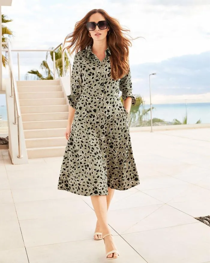 Cotton Traders Dresses MustHave Print Midi Shirt Dress 8211 Women