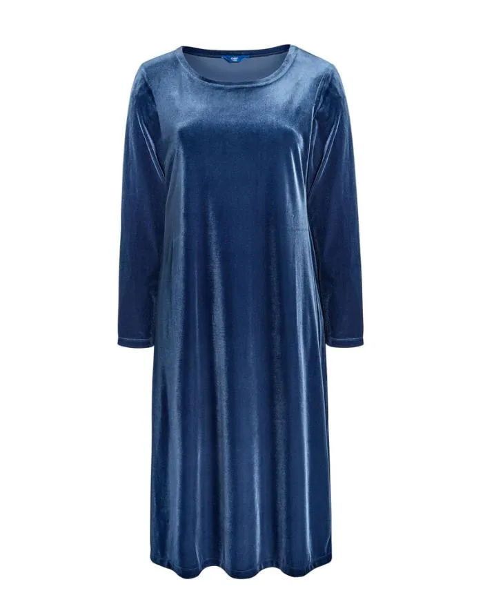Cotton Traders Dresses Now And Forever Velour Midi Dress 8211 Oxford Blue 8211 Women