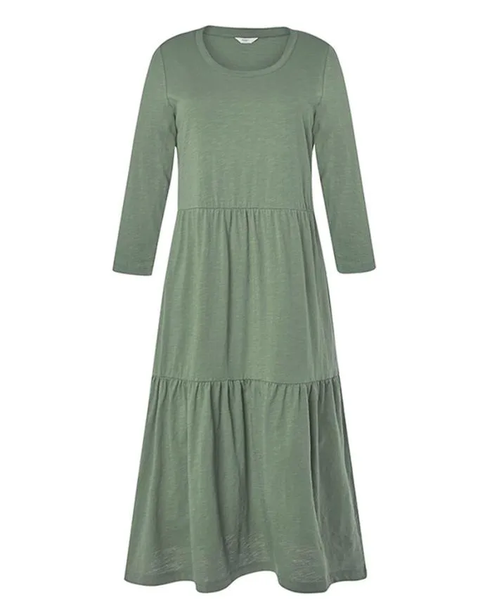 Cotton Traders Dresses OnTrend Jersey Tiered Maxi Dress 8211 Pale Green 8211 Women