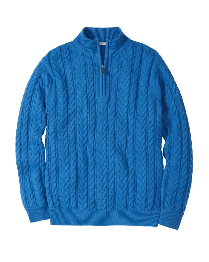 Cotton Traders Knitwear Cotton Cable Knit Half Zip Jumper 8211 WomenMenUnisex