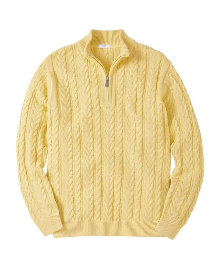 Cotton Traders Knitwear Cotton Cable Knit Half Zip Jumper 8211 WomenMenUnisex