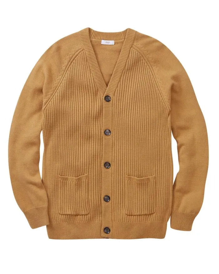 Cotton Traders Knitwear Cotton Rib Front ButtonThrough Cardigan 8211 WomenMenUnisex
