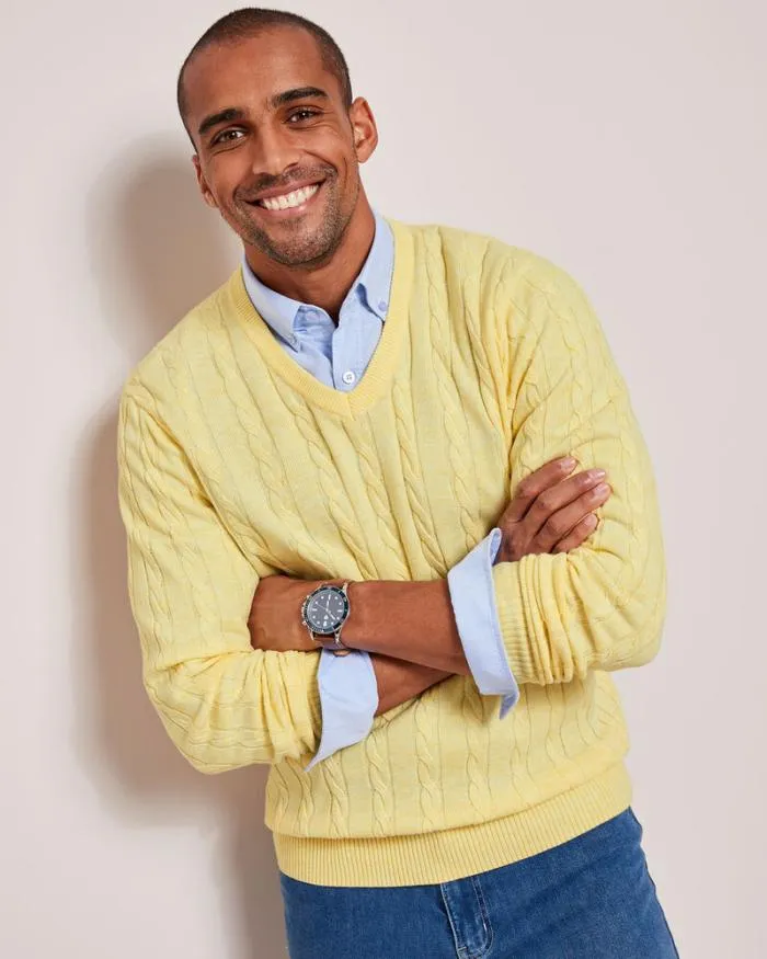 Cotton Traders Knitwear Luxury Soft Touch Cable Jumper 8211 Men