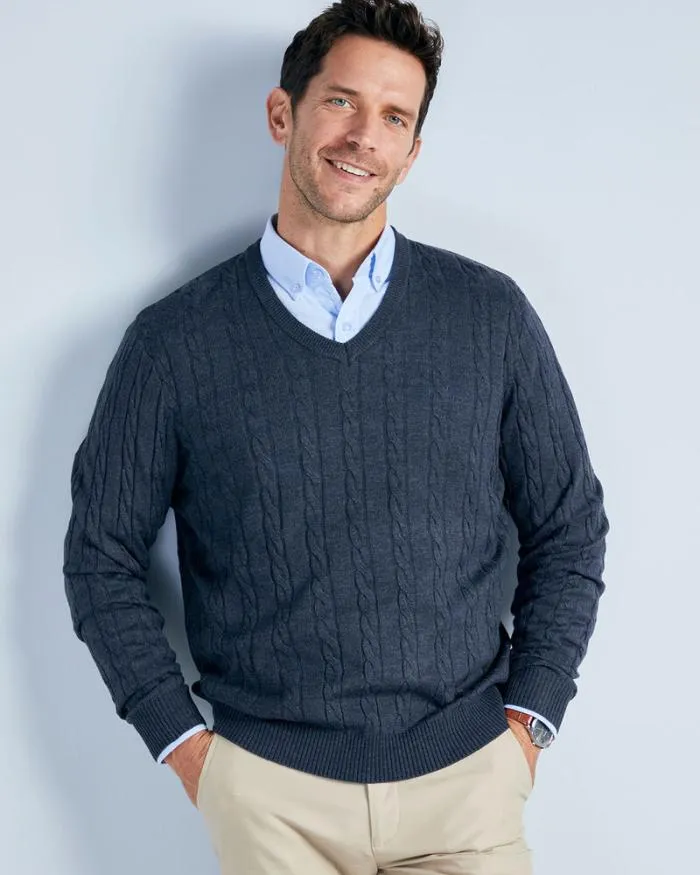 Cotton Traders Knitwear Luxury Soft Touch Cable Jumper 8211 Men