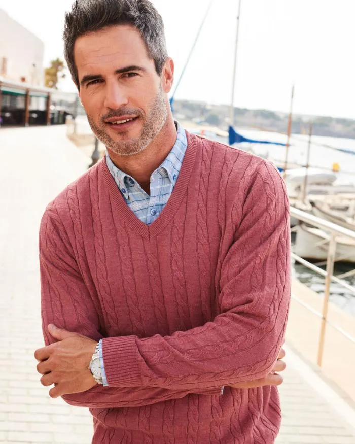 Cotton Traders Knitwear Luxury Soft Touch Cable Jumper 8211 Men
