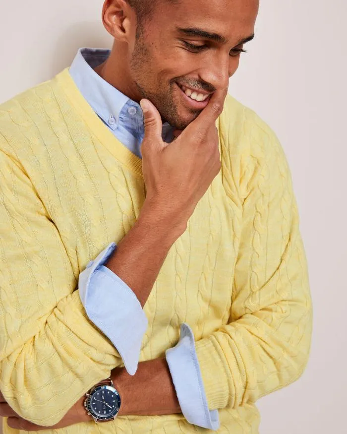 Cotton Traders Knitwear Luxury Soft Touch Cable Jumper 8211 Men