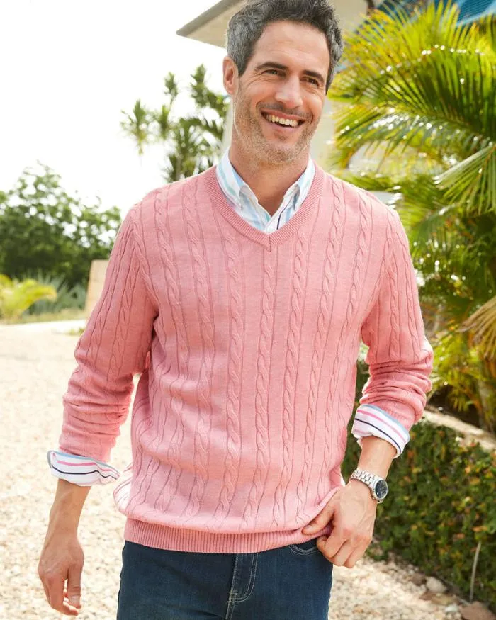 Cotton Traders Knitwear Luxury Soft Touch Cable Jumper 8211 Men