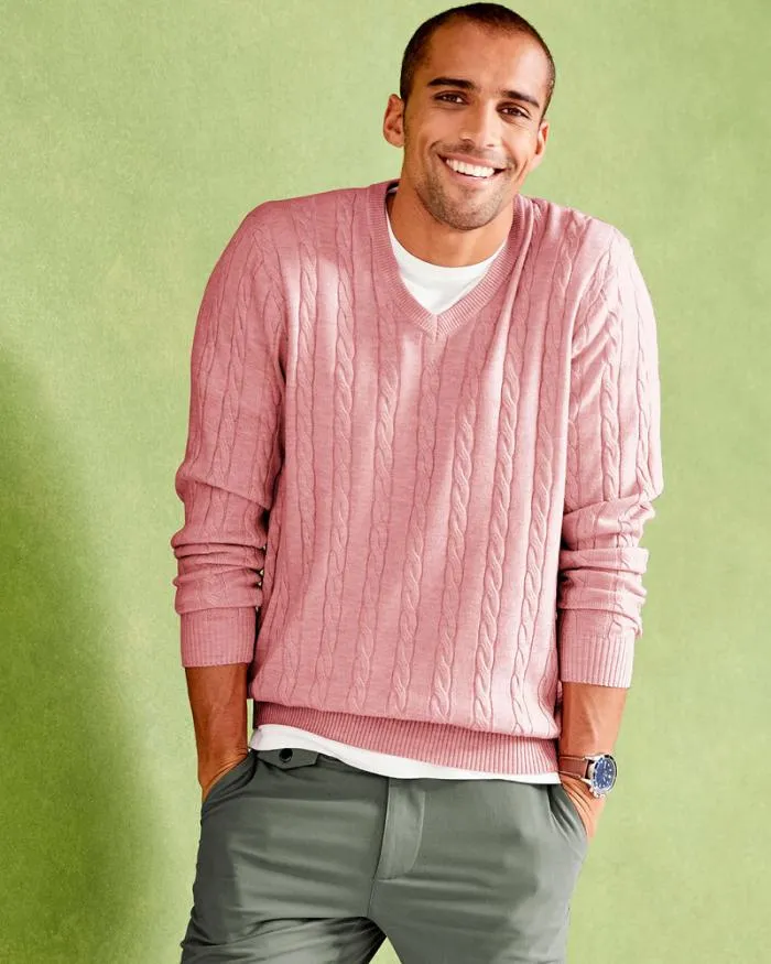 Cotton Traders Knitwear Luxury Soft Touch Cable Jumper 8211 Men