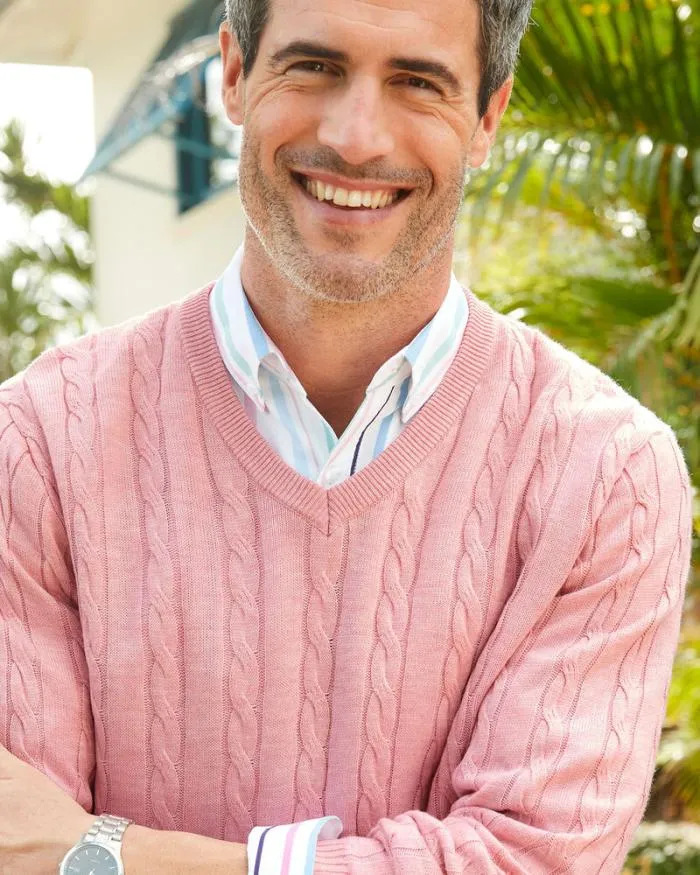 Cotton Traders Knitwear Luxury Soft Touch Cable Jumper 8211 Men