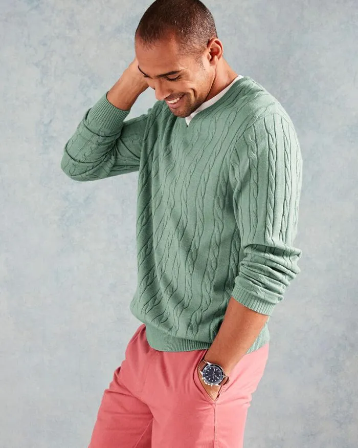 Cotton Traders Knitwear Luxury Soft Touch Cable Jumper 8211 Men