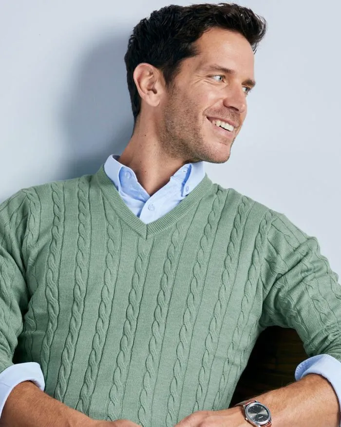 Cotton Traders Knitwear Luxury Soft Touch Cable Jumper 8211 Men