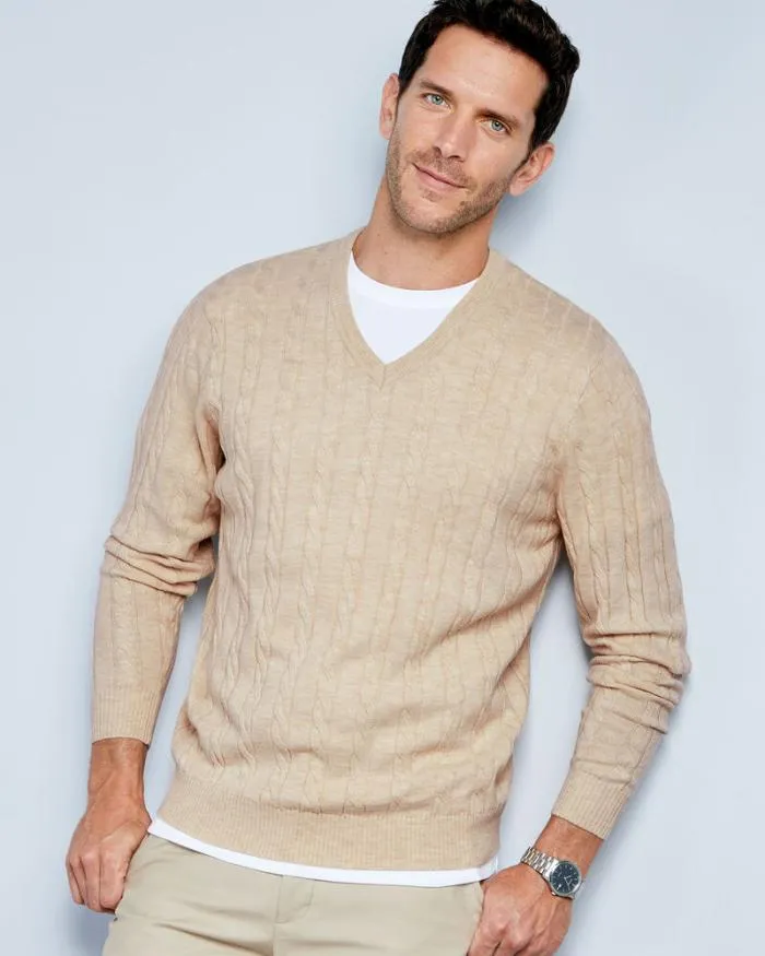 Cotton Traders Knitwear Luxury Soft Touch Cable Jumper 8211 Men