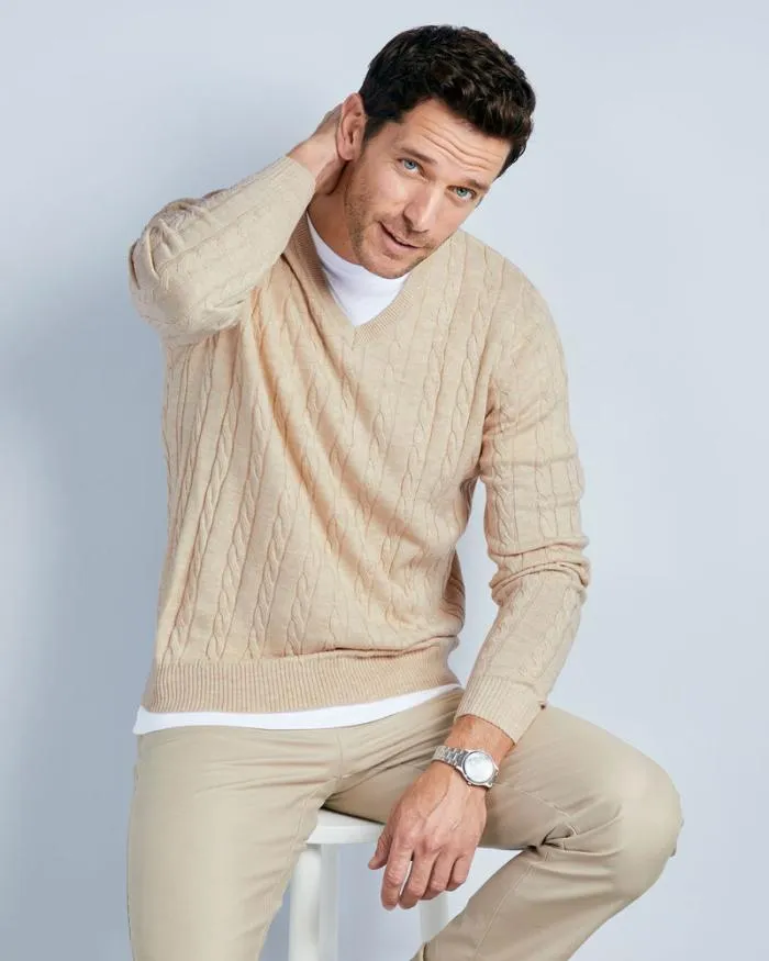 Cotton Traders Knitwear Luxury Soft Touch Cable Jumper 8211 Men
