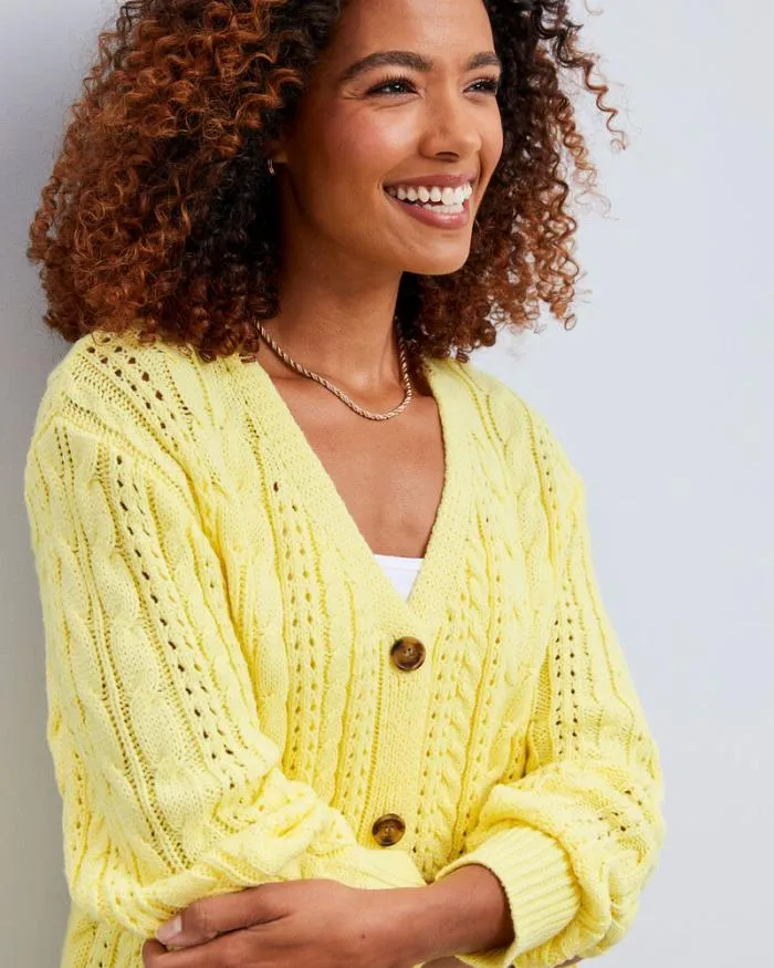 Cotton Traders Knitwear OnPoint Pointelle Cardigan 8211 Women