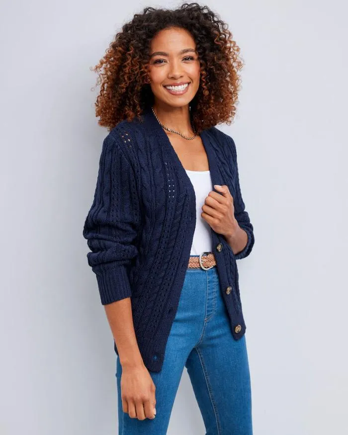 Cotton Traders Knitwear OnPoint Pointelle Cardigan 8211 Women