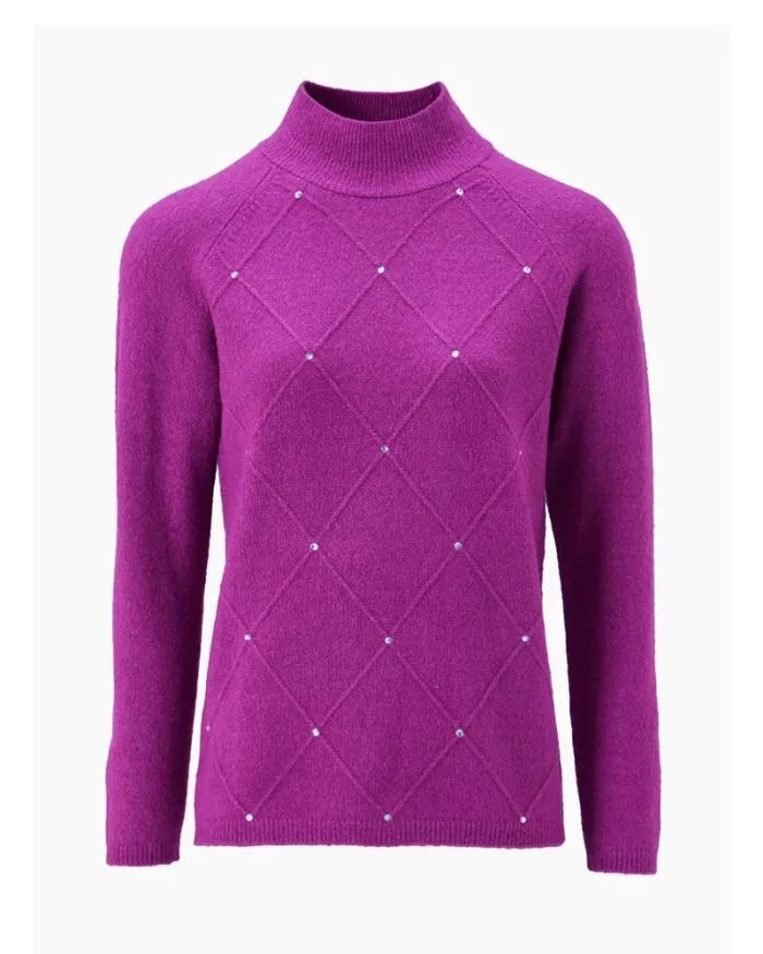Cotton Traders Knitwear Sparkling Embellished Turtleneck Jumper 8211 Women