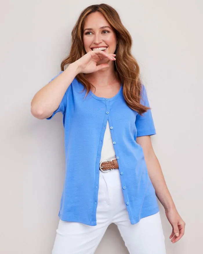 Cotton Traders Knitwear Wrinkle Free Short Sleeve Jersey Cardigan 8211 Women