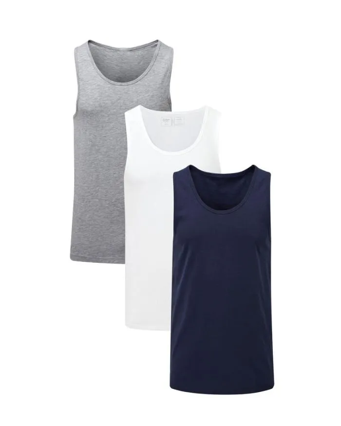 Cotton Traders Loungewear 3 Pack Sleeveless Vests 8211 Men