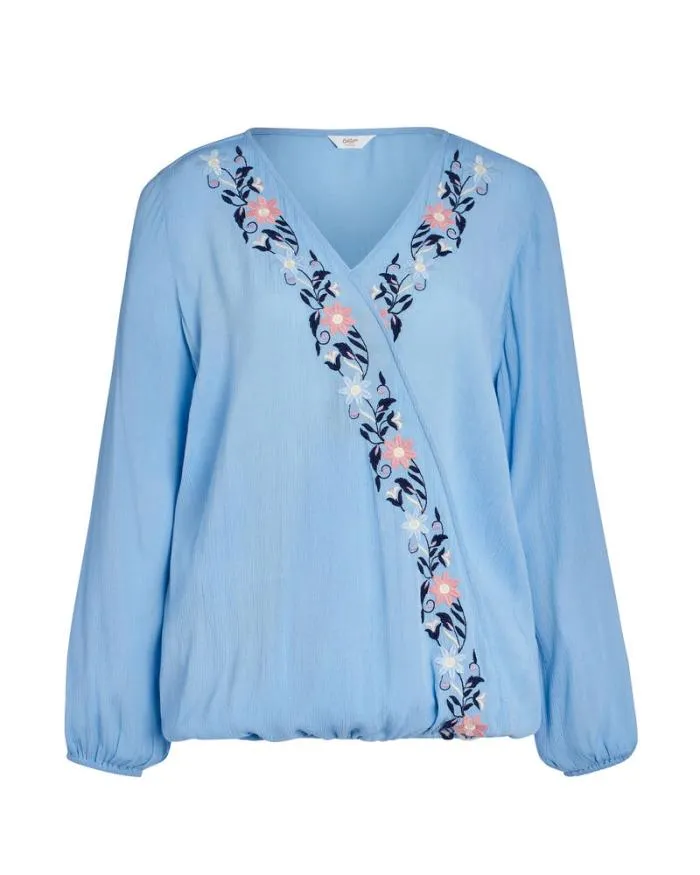 Cotton Traders Shirts and Blouses Cassidy Embroidered Crinkle Wrap Top 8211 Women