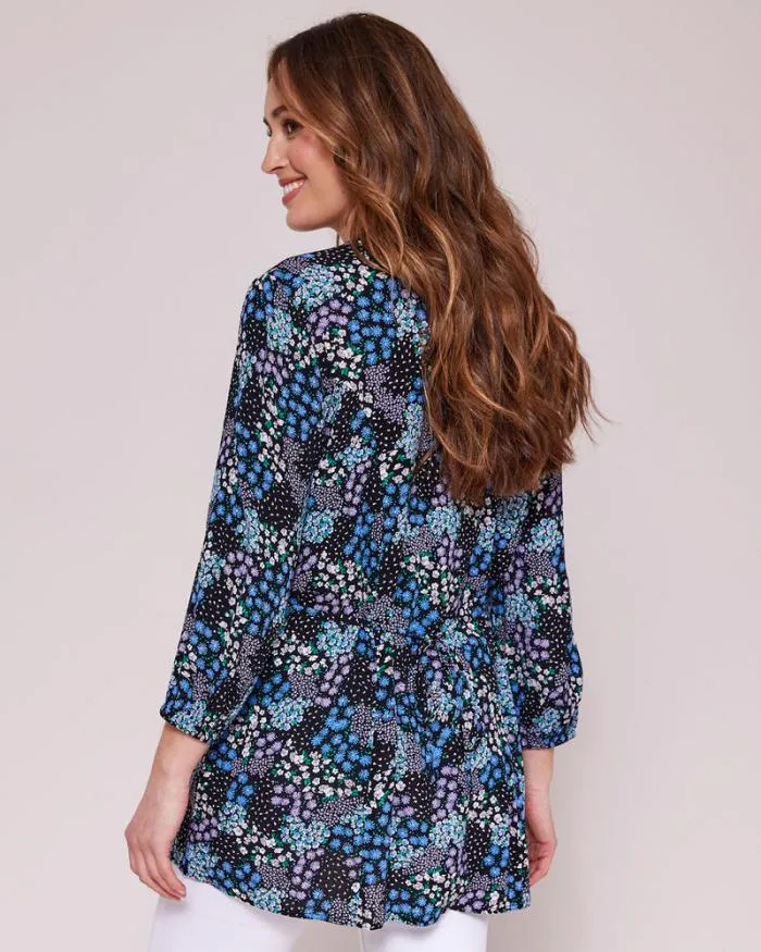 Cotton Traders Shirts and Blouses Crinkle Sleeve Print Tunic 8211 Women