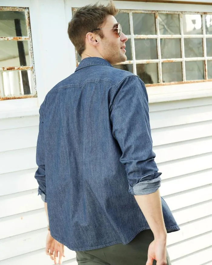 Cotton Traders Shirts Long Sleeve Denim Shirt 8211 Men