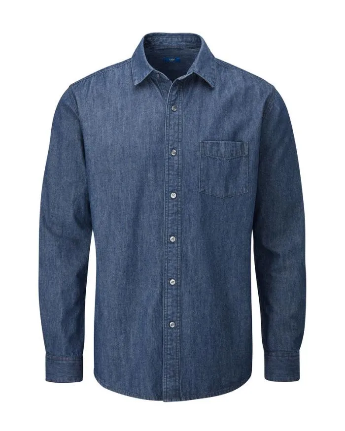 Cotton Traders Shirts Long Sleeve Denim Shirt 8211 Men