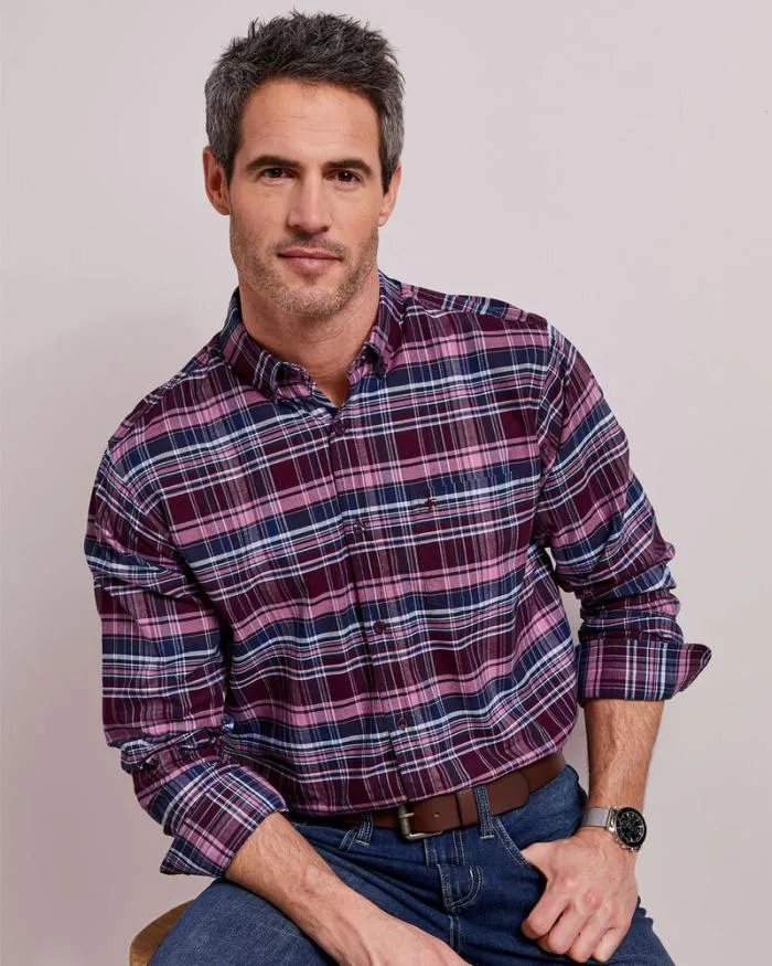 Cotton Traders Shirts Long Sleeve Patterned Oxford Shirt 8211 Men
