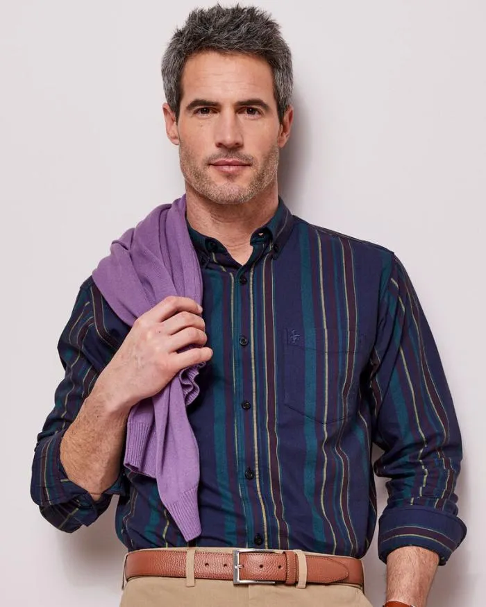 Cotton Traders Shirts Long Sleeve Patterned Oxford Shirt 8211 Men