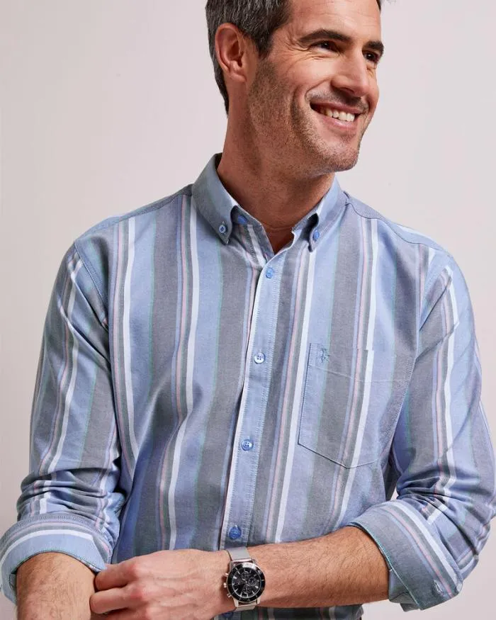 Cotton Traders Shirts Long Sleeve Patterned Oxford Shirt 8211 Men