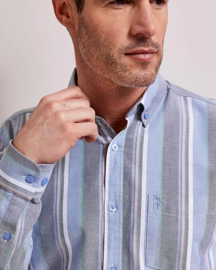 Cotton Traders Shirts Long Sleeve Patterned Oxford Shirt 8211 Men