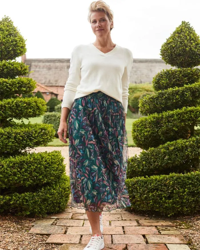 Cotton Traders Skirts Mesh Pleated Skirt 8211 Women