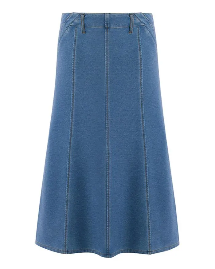 Cotton Traders Skirts Midi Jersey Denim Skirt 8211 Women