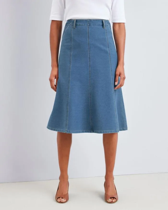 Cotton Traders Skirts Midi Jersey Denim Skirt 8211 Women