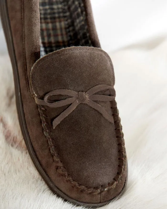 Cotton Traders Slippers Suede CheckLined Moccasin Slippers 8211 Men
