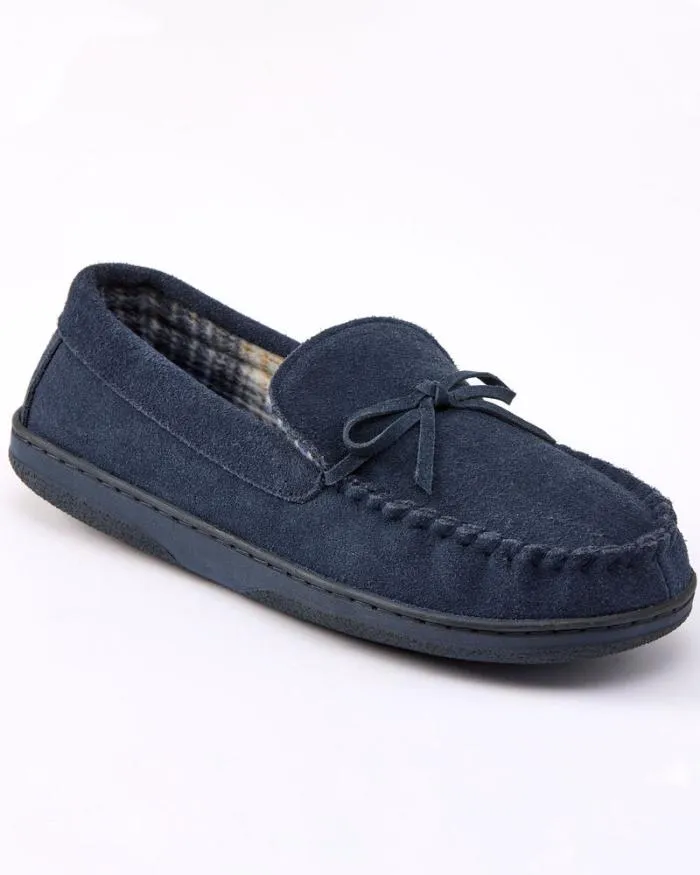 Cotton Traders Slippers Suede CheckLined Moccasin Slippers 8211 Men