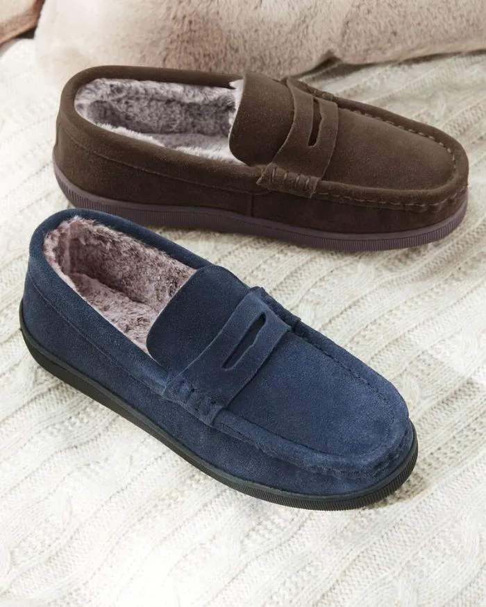 Cotton Traders Slippers Suede Memory Foam Moccasin Slippers 8211 Men