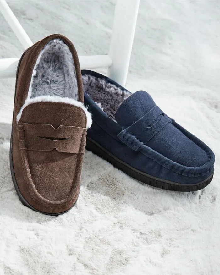 Cotton Traders Slippers Suede Memory Foam Moccasin Slippers 8211 Men