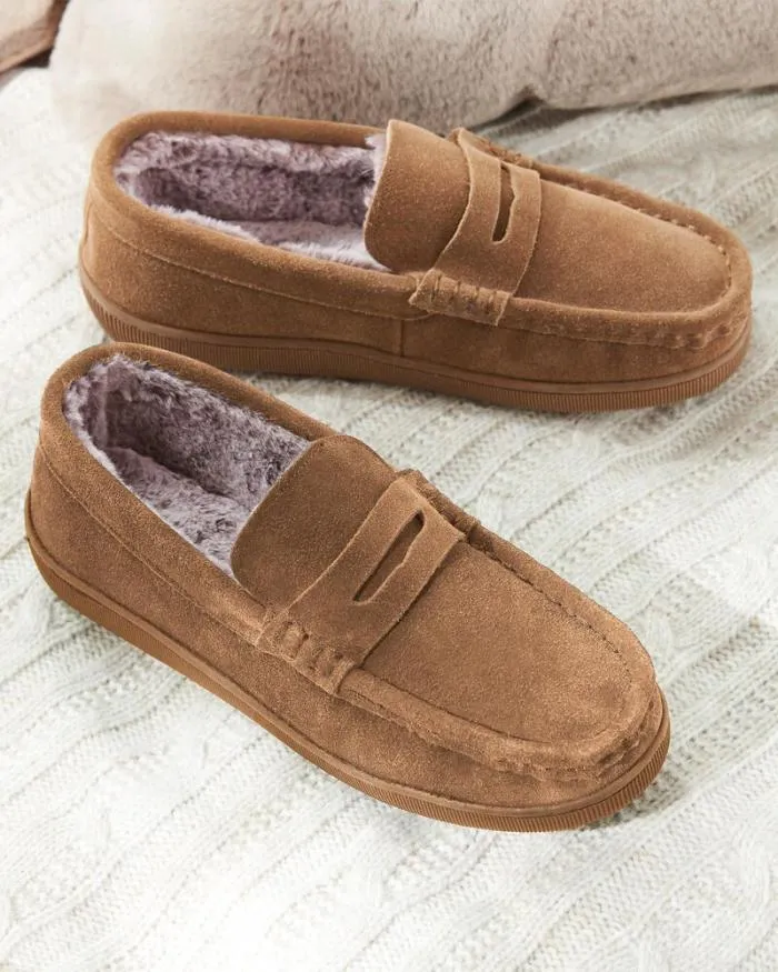 Cotton Traders Slippers Suede Memory Foam Moccasin Slippers 8211 Men