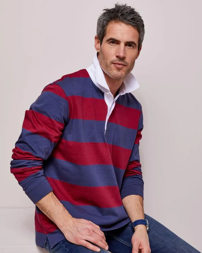Cotton Traders Sports and Leisure Long Sleeve Heritage Rugby Shirt 8211 Men