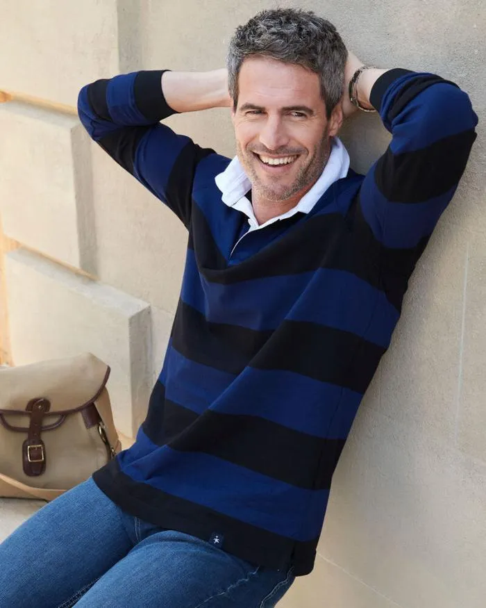 Cotton Traders Sports and Leisure Long Sleeve Heritage Rugby Shirt 8211 Men