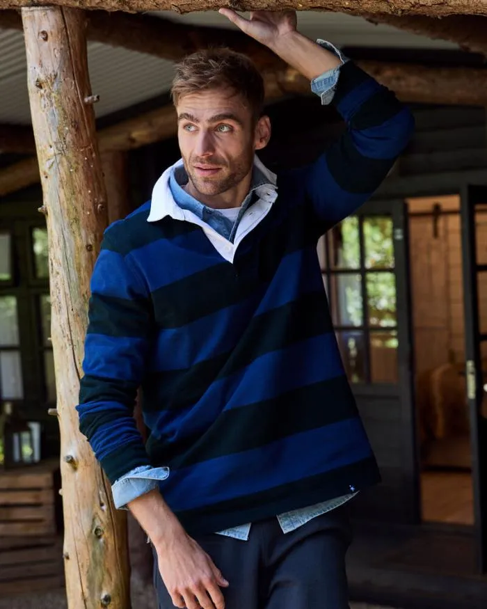 Cotton Traders Sports and Leisure Long Sleeve Heritage Rugby Shirt 8211 Men