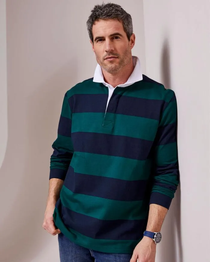 Cotton Traders Sports and Leisure Long Sleeve Heritage Rugby Shirt 8211 Men
